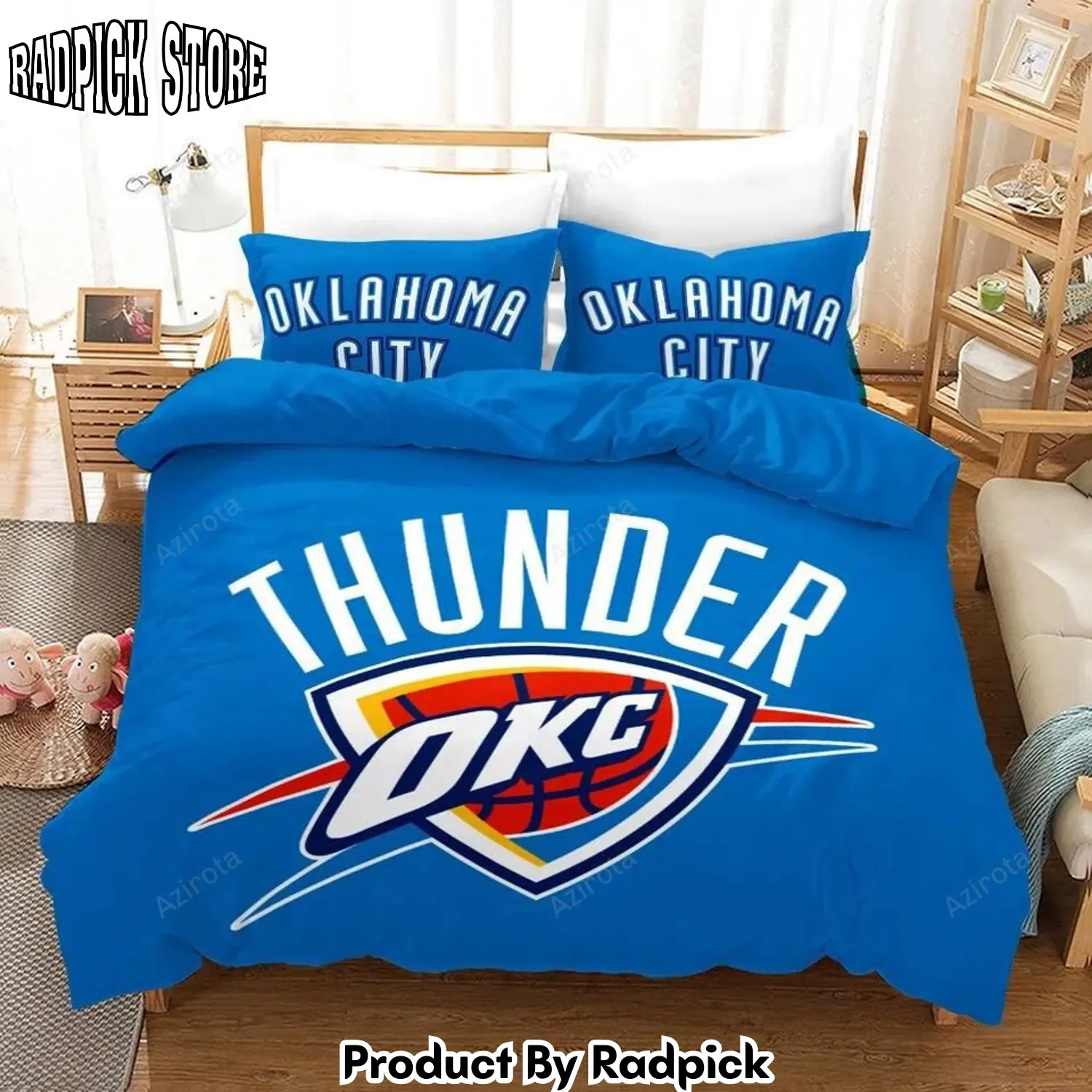 Radpick v6 oklahoma city thunder logo basketball bedding set duvet cover pillow cases rp327498